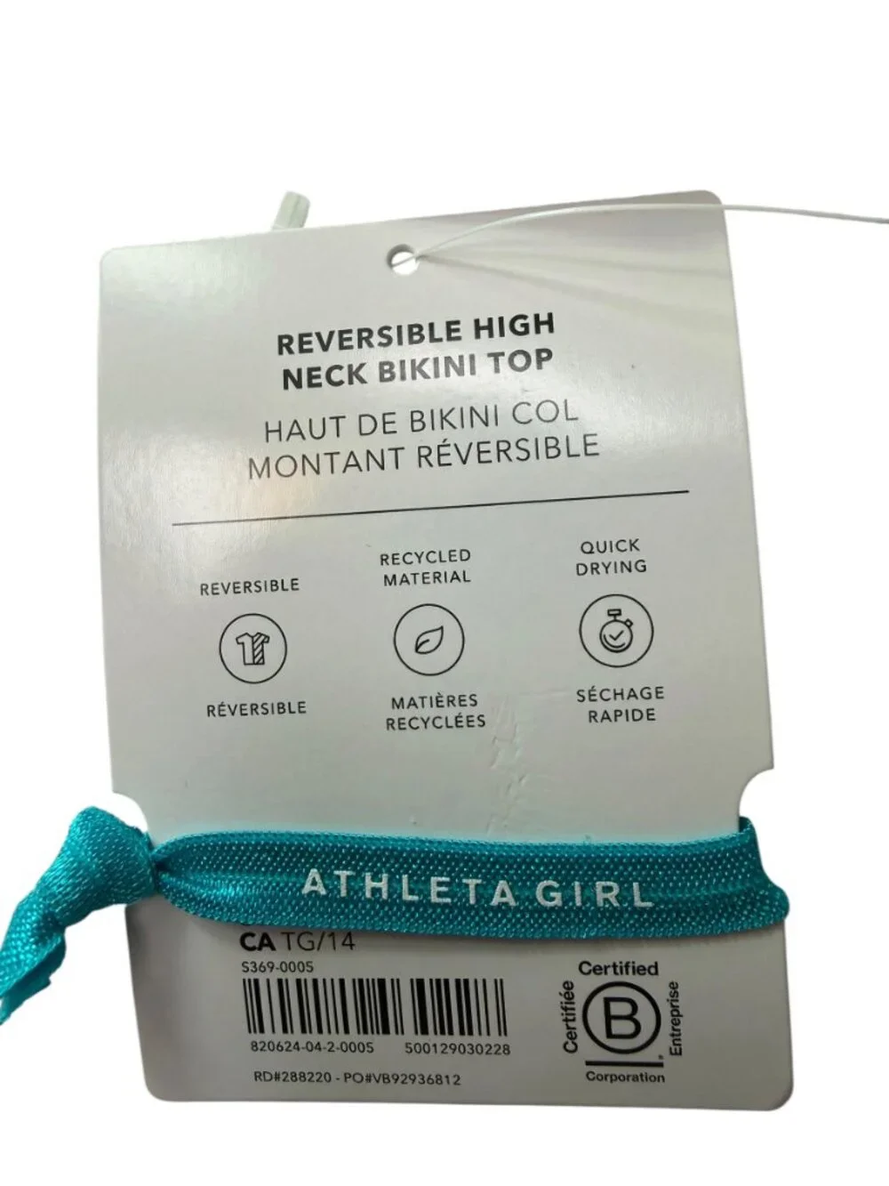 New NWT ATHLETA Reversible High Neck Bikini Top Floral Tropical Hawaiian Print M